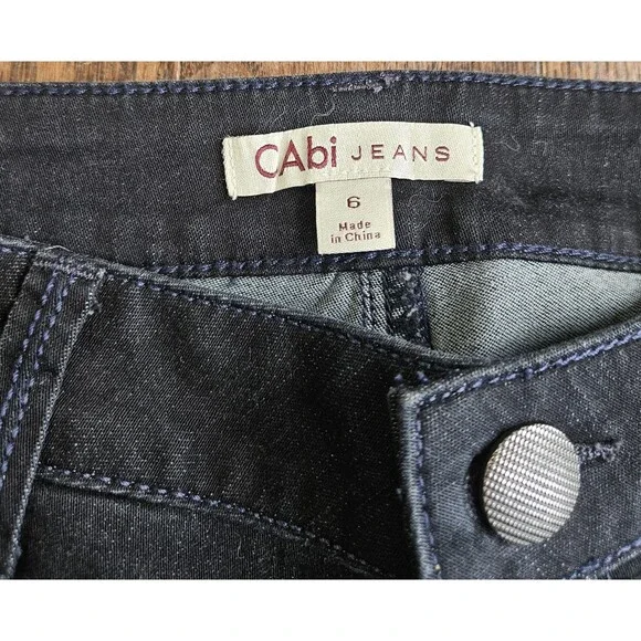 CAbi #517 Black Dark Wash Jeans STRETCH Cropped NWT Women's Size 6 - Picture 6 of 15